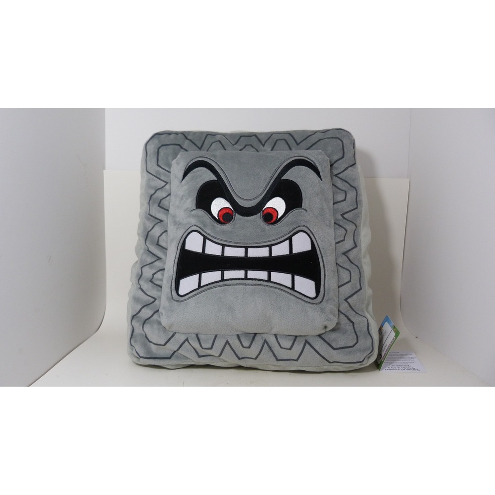 Nintendo Super Mario Thwomp Plush Pillow Grey Square Stuffed Toy SI08202024